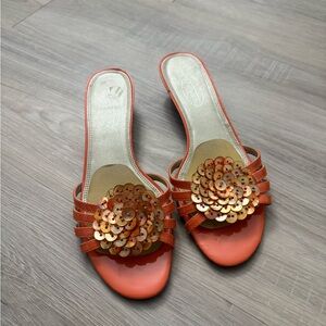 Talbots orange sequin sandals